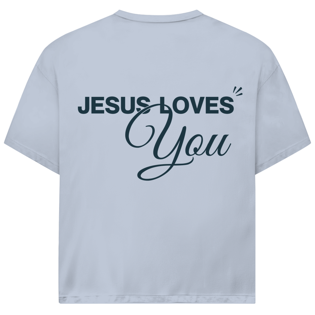 Christliches T-Shirt: „Jesus Loves You“
Backprint