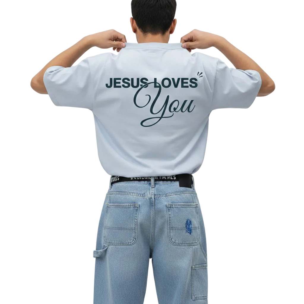 Christliches Shirt "Jesus Loves You" - Blau