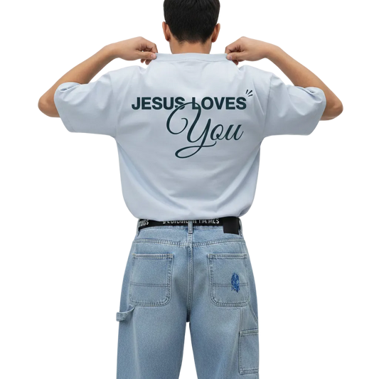 Christliches Shirt "Jesus Loves You" - Blau